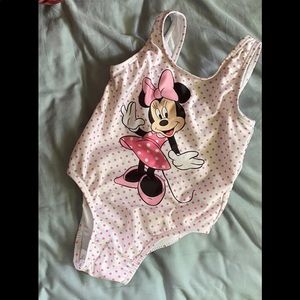 Disney Pink Polka Dot Minnie Mouse Kids Swim One Piece